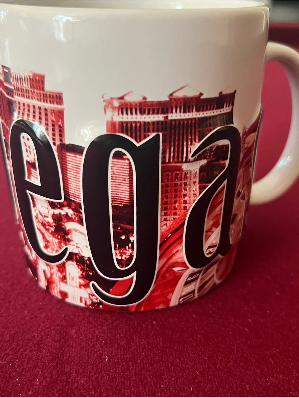 Las Vegas Ceramic Coffee Mug - White and Red